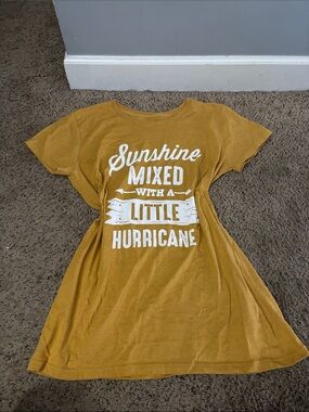 Graphic Tee Dress "Sunshine Mixed With A Little Hurricane" - Mustard Yellow
